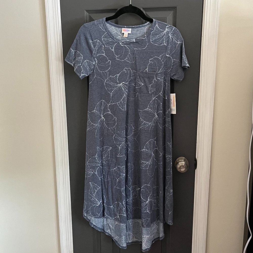 NWT LuLaRoe Carly Dress, Navy with Floral Print, XXS